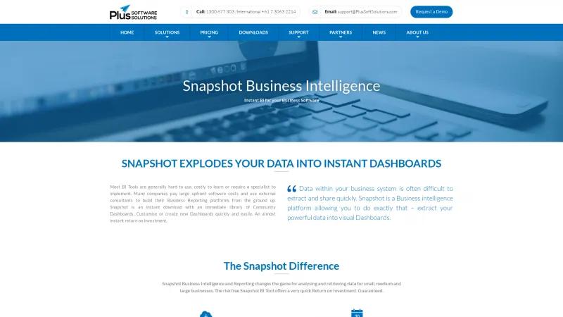 Homepage of Snapshot BI