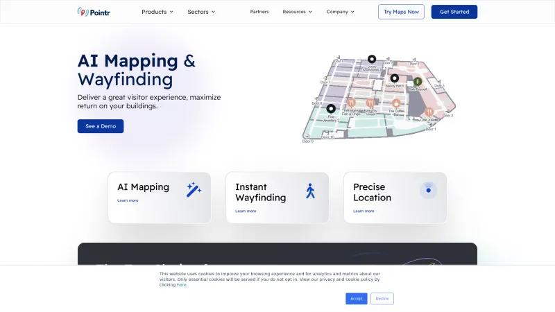 Homepage of Pointr