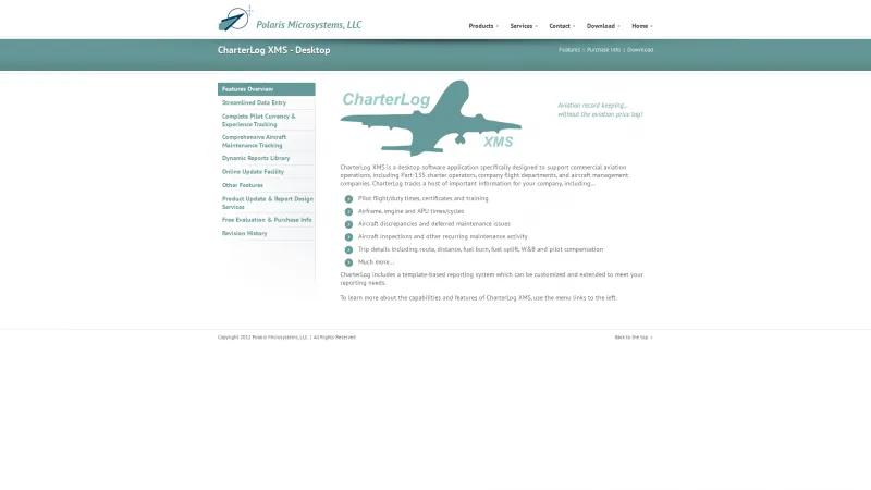 Homepage of CharterLog XMS