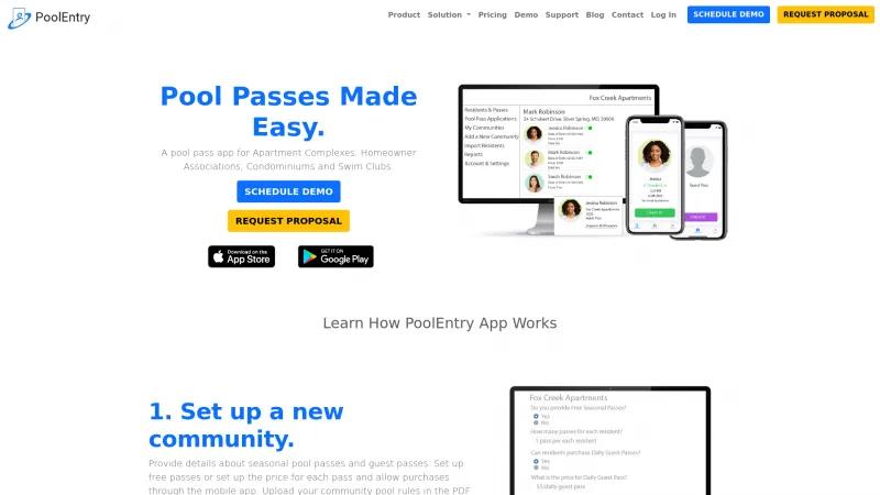 Homepage of Pool Entry