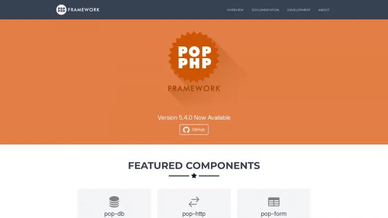 Homepage of Pop PHP Framework