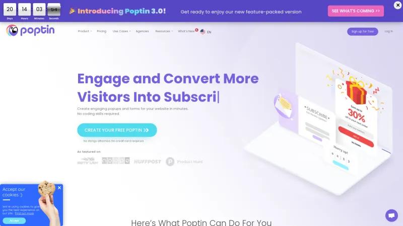 Homepage of Poptin