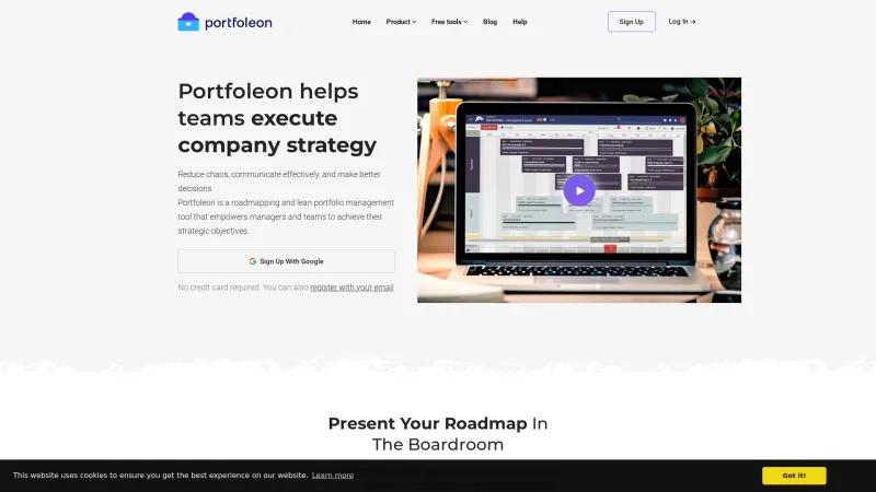 Homepage of Portfoleon