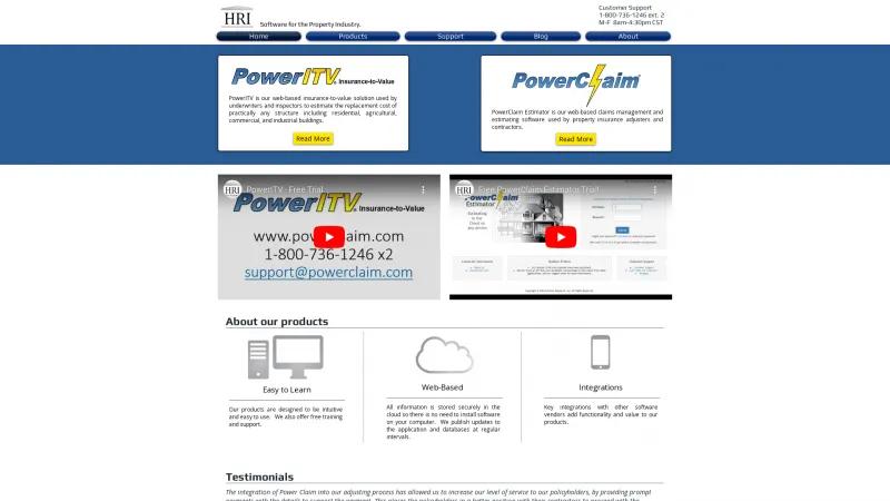 Homepage of PowerClaim