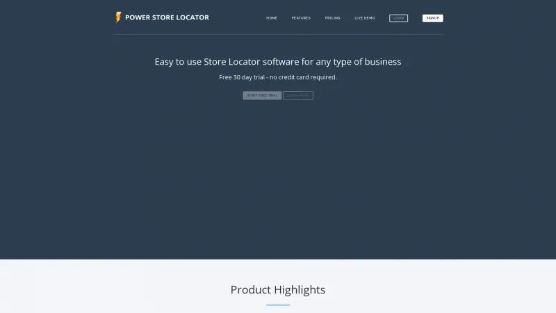 Homepage of Power Store Locator