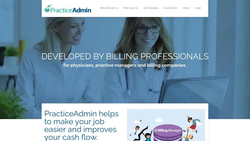 Homepage of PracticeAdmin