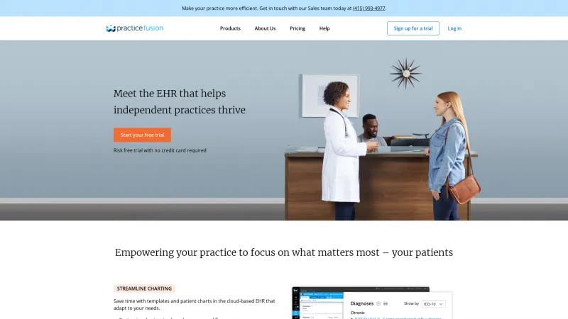 Homepage of Practice Fusion