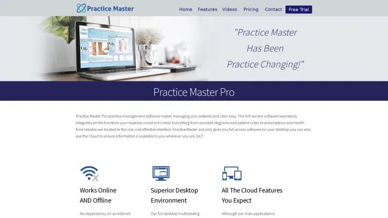 Homepage of Practice Master Pro