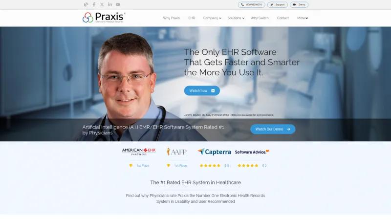 Homepage of Praxis EMR