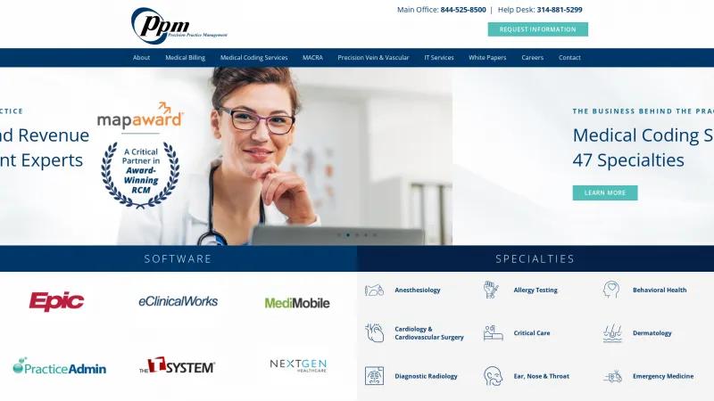 Homepage of Precision Practice Management