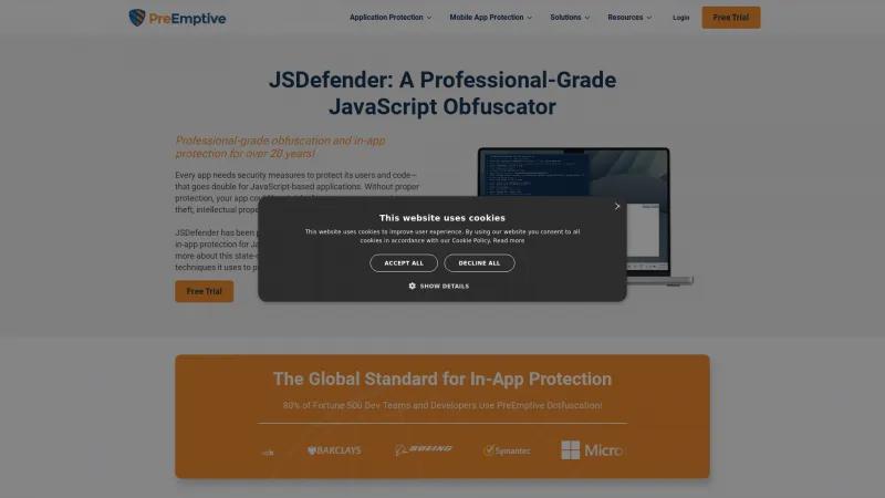 Homepage of JSDefender