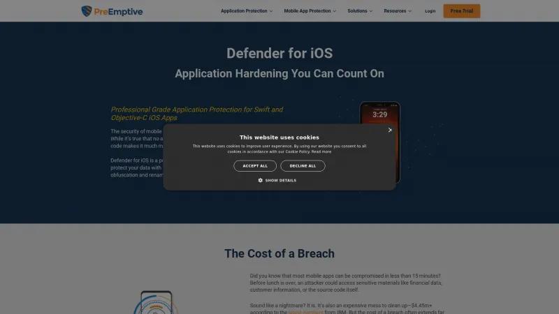 Homepage of PreEmptive Protection for iOS