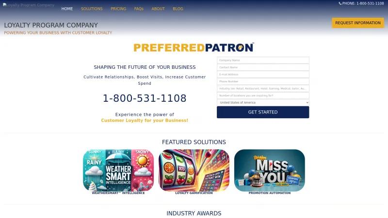 Homepage of Preferred Patron Loyalty