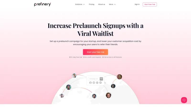 Homepage of Prefinery