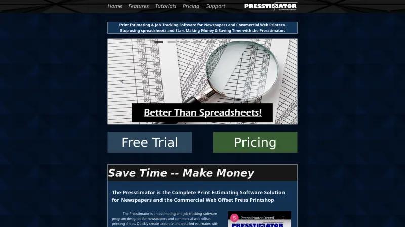 Homepage of Presstimator