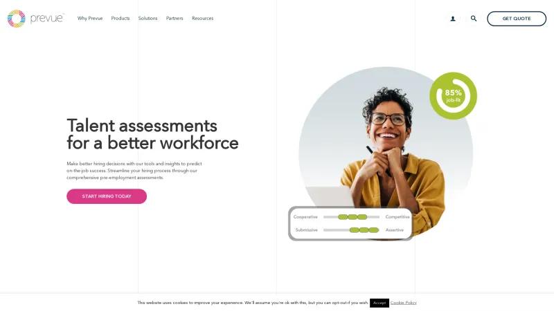 Homepage of Prevue Assessments