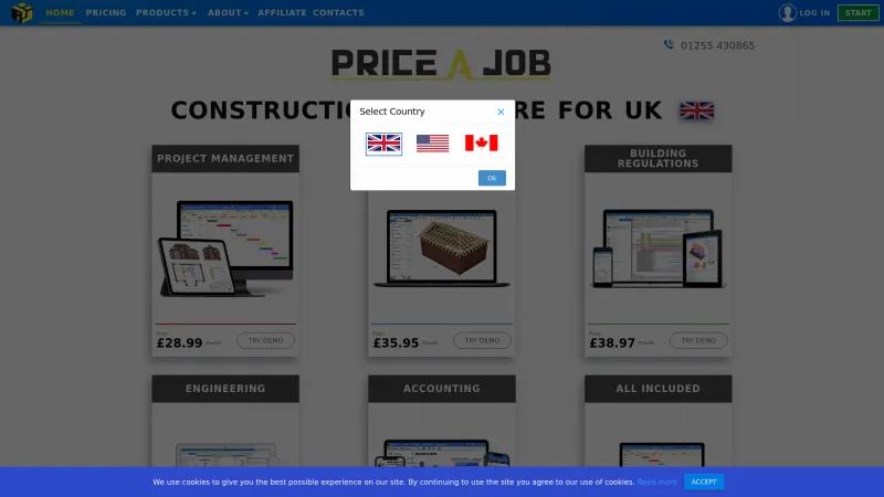 Homepage of Price A Job