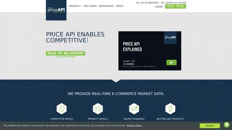 Homepage of Price API