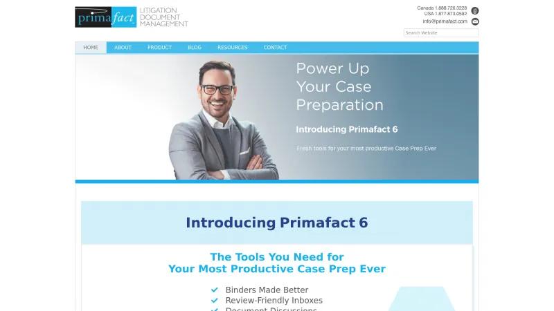 Homepage of Primafact