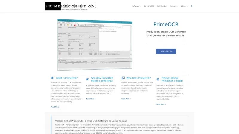 Homepage of PrimeOCR