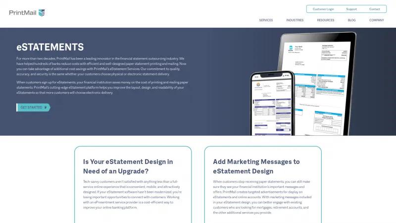 Homepage of Integrated eStatements