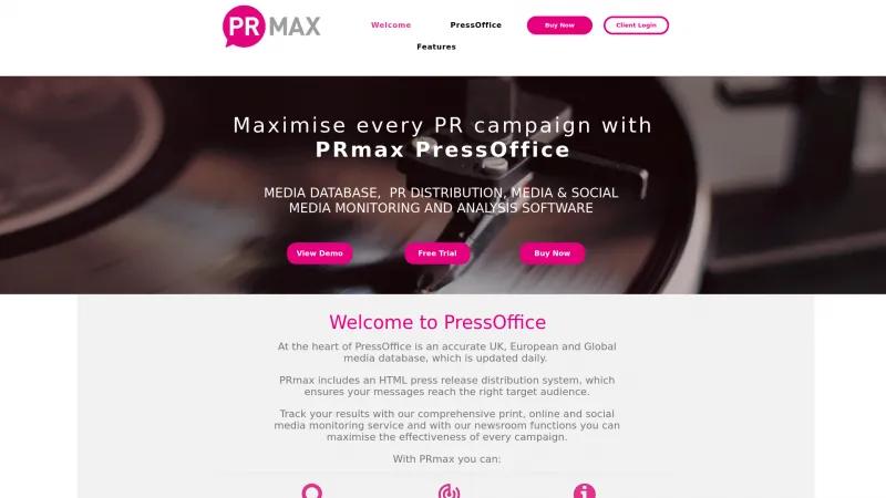 Homepage of PRmax