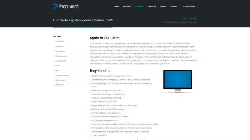 Homepage of Proactive AutoDMS