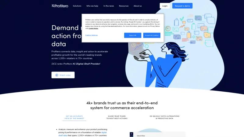 Homepage of Profitero