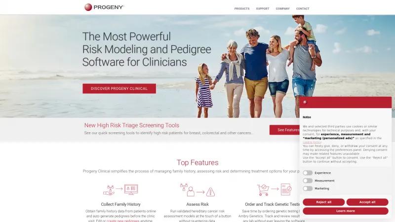 Homepage of Progeny Clinical