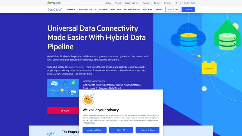 Homepage of Hybrid Data Pipeline