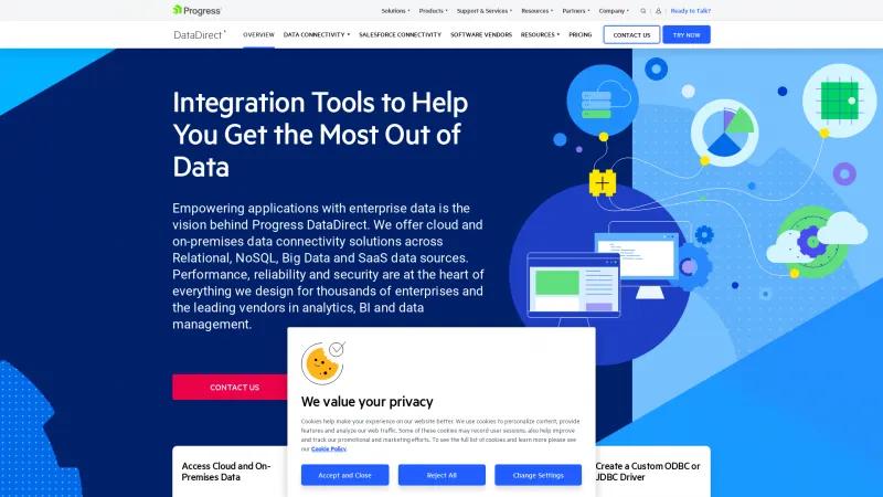Homepage of Progress DataDirect
