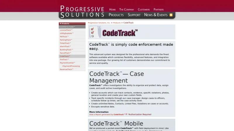 Homepage of CodeTrack