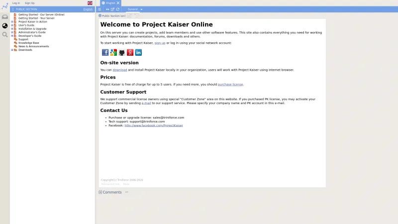 Homepage of Project Kaiser