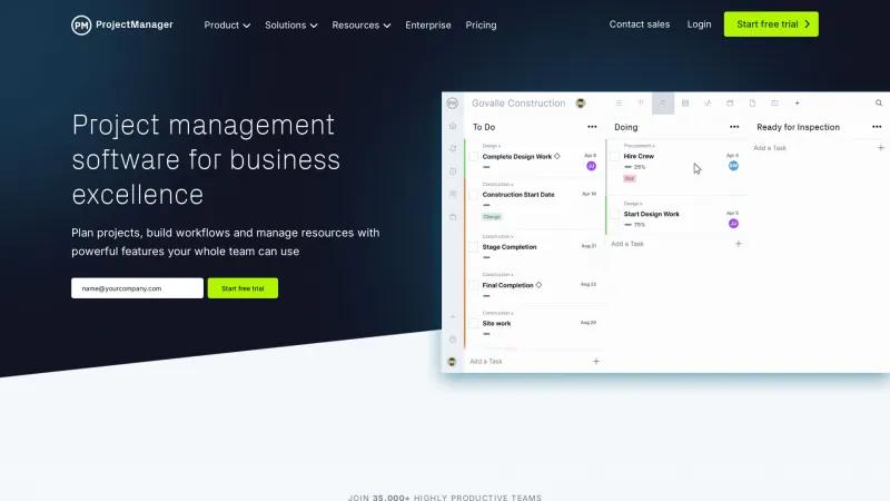 Homepage of ProjectManager