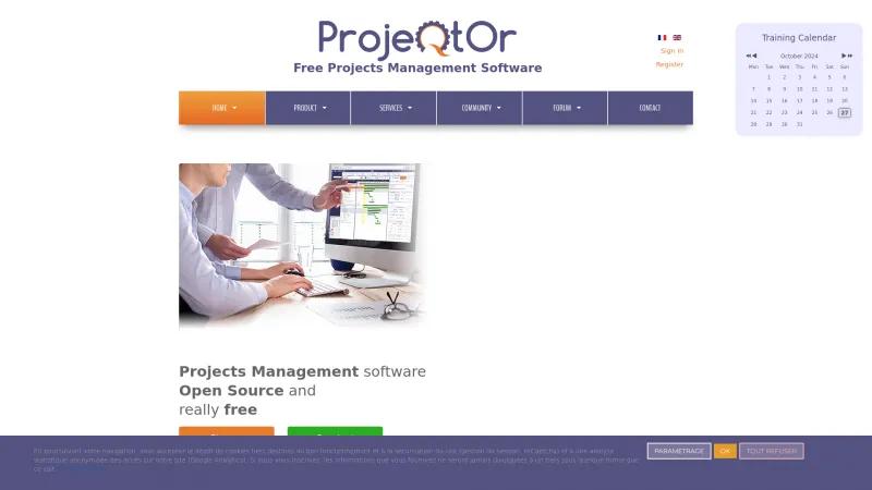 Homepage of ProjeQtOr