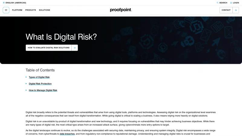 Homepage of Proofpoint Digital Risk Protection