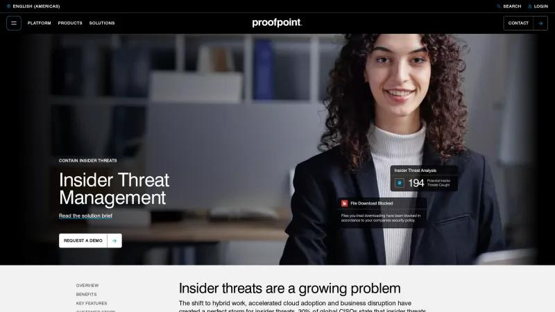 Homepage of Proofpoint Insider Threat Management