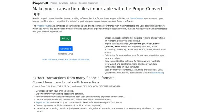 Homepage of ProperConvert