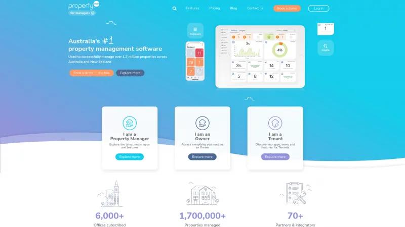 Homepage of PropertyMe