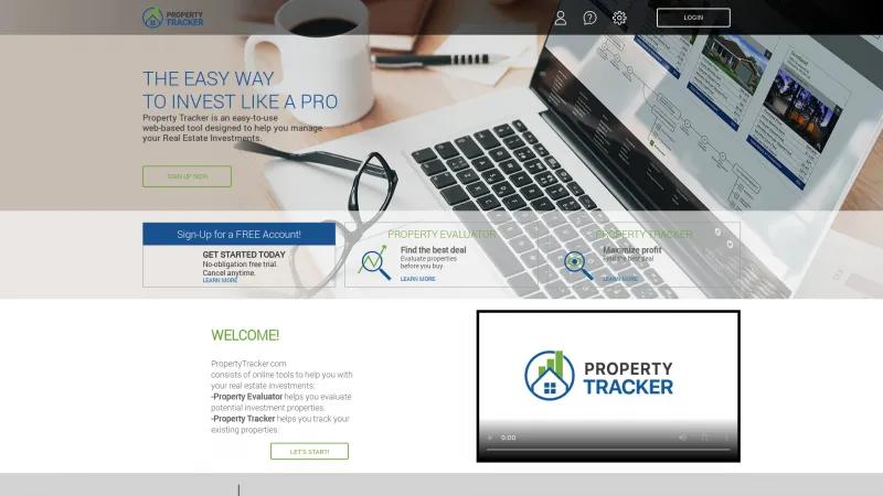 Homepage of Property Tracker