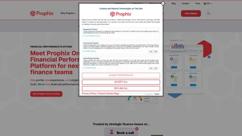 Homepage of Prophix