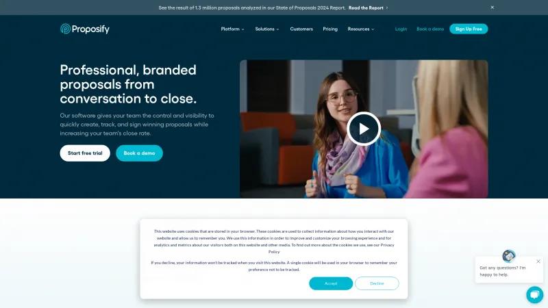 Homepage of Proposify