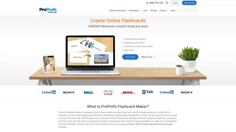 Homepage of ProProfs Flashcards Maker