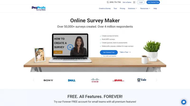 Homepage of ProProfs Survey Maker