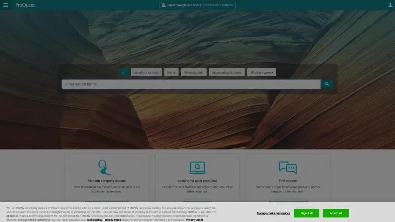 Homepage of ProQuest
