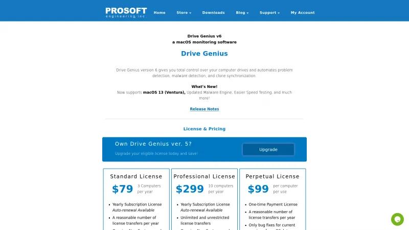 Homepage of Drive Genius