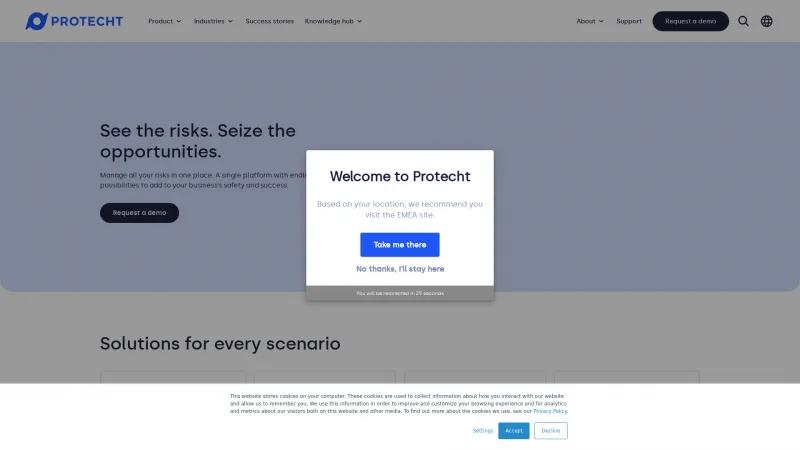 Homepage of Protecht ERM