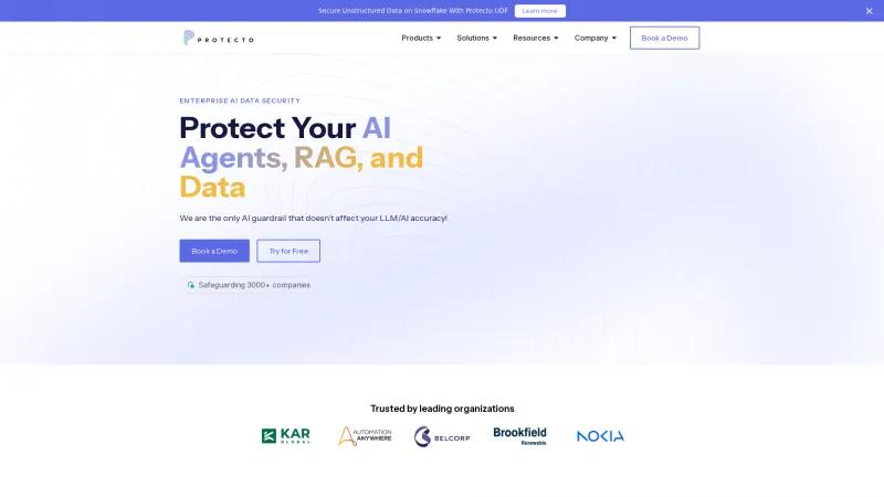 Homepage of Protecto