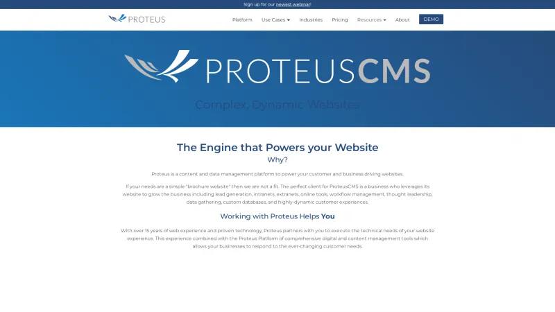 Homepage of ProteusCMS