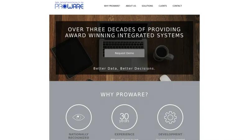 Homepage of PROWARE